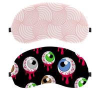 Halloween Eyeball Scary 2 PCS Eye Mask, Sleeping Eye Mask for Side Sleeper, Zero Eye Pressure Night Blindfold, Adjustable Sleep Cover, Completely Block Out Light Eye Shade