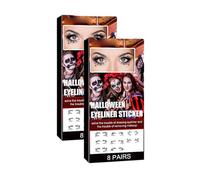 Halloween Eyeliner Stickers, Halloween Face Tattoos for Adults, Bat Spider Pattern Makeup Accessories Eyeshadow Sticker, Self- Adhesive Face Tattoos for Party Adults (16 Pairs)