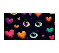 Halloween Eyes Colorful Hearts Pattern Non-Slip Bath & Kitchen Mat,Oil & Water Absorbent, Quick Dry