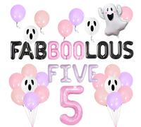 Halloween Fabboolous Five Birthday Party Decor Ghost Balloons for Girls Pink Purle Halloween 5th Birthday Party Decorations Boo Party Supplies Favors