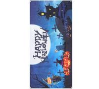 Halloween Fabric Banner Backdrop Wall Hanging with Vivid Blue Patterns | Polyester Photo Backdrop, High Definition Digital Printing, Realistic Design, for Fence and Supermarkets