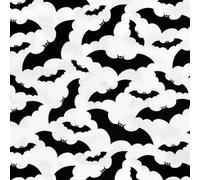 Halloween Fabric - Black Bats on White - Polycotton Craft Fabric Material Metre