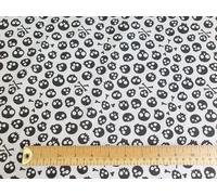 Halloween Fabric - Black Skulls on White - Polycotton Craft Fabric Material Metre