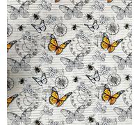 Halloween Fabric, Scary Cotton for Crafting, Cute Halloween Material for Sewing Project Quilting, Skull and Crossbones (Vintage Butterfly Clocks, Half Metre)