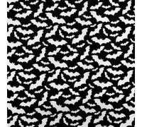 Halloween Fabric - White Bats on Black - Polycotton Craft Fabric Material Metre
