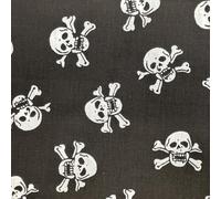 Halloween Fabric - White Skull & Crossbones on Black - Polycotton Craft Fabric Material Metre
