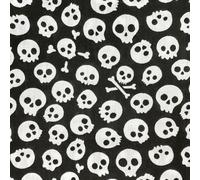 Halloween Fabric - White Skulls on Black - Polycotton Craft Fabric Material Metre