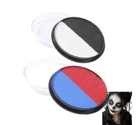 Halloween Face Body Paint, Black+White&Blue+Red Two-Tone Platter kit Water Based Face Body Makeup Pigment, 2 Colors Water Soluble Palette Paint Supplies for Adults Kids, for Halloween Stage Makeup