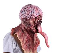 Halloween Face Cover for Adults - Halloween Zombie Face Cover, Devil Face Cover with Bloody Tongue, Comfortable Devil Latex Headwear, Horror Latex Face Cover for Men
