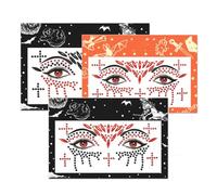 Halloween Face Jewels, 3 Pack Gothic Cross Teardrop Self-Adhesive Jewels for Eye Makeup, Masquerade Party and Spooky Costume Looks.