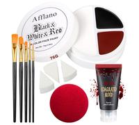 Halloween Face Paint Fake Blood Scary SFX Makeup Kit, Goth Clown Red Black White Face Body Paint for Adults Party, Tru Halloween Stage Blood Vampire Zombie Costume Cosplay Horror SFX Makeup Set