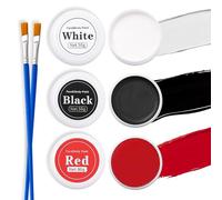 Halloween Face Paint Kit - Red, Black And White Face Paint With 2 Brushes - Washable Body Paint For Adults & Kids - Makeup Kit For Skeleton, Zombie, Ghost,Skull, Joker And Witch