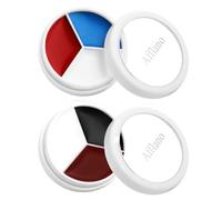 Halloween Face Paint Red Black White Blue 2 Pcs, Clown Cosplay Body Paint Makeup, Pro Face Body Painting Makeup Kit For Festival Carnival Parties Goth SFX Zombie Vampire Horror Makeup, Skin-Friendly