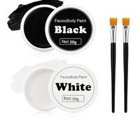 Halloween Face Paint White+Black 100g - Halloween Cosplay SFX Makeup Face Body Paint Special Effects Makeup Kit - Face Painting Kit Professional Adults,Skeleton Joker Clown Body Paint