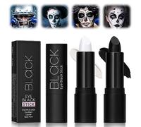 Halloween Face Painting Kit, Black and White Face Paint Kit, Camo Face Paint Sticks for Halloween Make Up, Line up, Baseball, Football, Waterproof and Durable, 2 PCS (A)