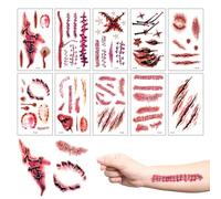 Halloween Face Stickers,Halloween Costume Stickers,10 sheets Cosplay Scar Decals, Fright Night Makeup, Funny Face Stickers, Spooky Scar Decals, Trick or Treat Gifts Candy Bag or Party