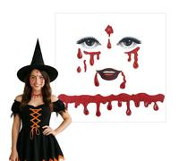 Halloween Face Stickers Jewels Vampire Face Jewels Self-Adhesive Blood Vampire Makeup Temporary Tattoo with Red Rhinestones for Women Girls Halloween Party Costume Accessories Y7HZLT