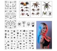Halloween Face Stickers Spider Temporary Tattoos 141 Patterns 20 Sheets, CARGEN Witch Makeup Spiders Web Skeleton Temporary Tattoos for Women Men Adult Kids Party Supplies
