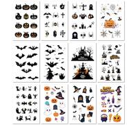 Halloween Face Stickers, Tattoos, Face Decorations, Pumpkins, Skulls, Makeup Props, Horror Stickers 7.5 * 12cm A254