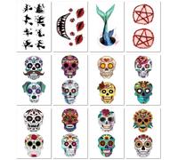 Halloween Face Stickers, Tattoos, Face Decorations, Pumpkins, Skulls, Makeup Props, Horror Stickers 7.5 * 12cm A255