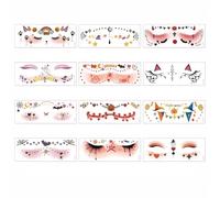 Halloween Face Temporary Tattoos for Girls,12 Sheets Cute Day of the Dead Pumpkin Spider Bat Ghost temporary tattoo Cute Face Makeup Decals for Halloween Party Decorations