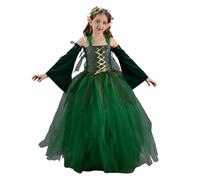 Halloween Fairy - Featuring E-lf Ears | Green E-lf Mesh Tulle Dress - Suitable For Girls' Halloween Forest-themed Costumes, Outfits Bring Charm To Any Event, Polyester + Mesh, About 330g