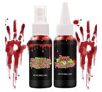 Halloween Fake Blood - 2pcs Vampire Blood Makeup Kit | 50ml+50ml Scary Washable Blood for Realistic Face Paint | Perfect for Halloween, Cosplay, Stage, and Horror Films