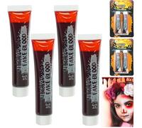 Halloween Fake Blood 4 Pack 30ml - Non-Toxic Vampire, Zombie & Monster Makeup, Realistic SFX Fake Blood for Face & Body Painting, Theatrical Wounds, Fancy Dress & Halloween Party Makeup