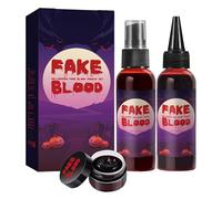 Halloween Fake Blood Kit, Fake Blood Spray, Dripping Blood, Coagulated Gel Blood, Realistic Washable Fake Blood Makeup for Zombie Vampire Monster Cosplay & Dress Up
