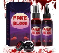 Halloween Fake Blood Kit, Fake Plasma, Fake Blood Spray, Dripping Blood, Coagulated Gel Blood, Realistic Washable Fake Blood Makeup, For Zombie Vampire Monster Cosplay & Dress Up (1pc)