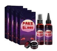 Halloween Fake Blood Kit, Fake Plasma, Fake Blood Spray, Dripping Blood, Coagulated Gel Blood, Realistic Washable Fake Blood Makeup, For Zombie Vampire Monster Cosplay & Dress Up (4pcs)