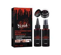 Halloween Fake Blood Makeup - 3-IN-1 Fake Blood Set, Blood Spray + Coagulated Gel + Dripping - Washable Realistic Fake Blood for Clothes, Face, Zombie, Vampire Cosplay