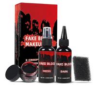 Halloween Fake Blood Makeup Kit 3pcs Fake Blood Dripping 57.7g + Spray 57.7g + Clot 38g Lifelike Washable Fake Blood for Clothes with Zombie Monsters Vampire Mouth