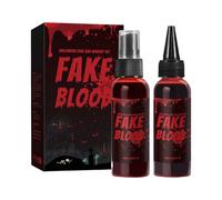 Halloween Fake Blood Makeup Kit - Fake Blood Spray 60ml + Dripping Blood 60ml, Realistic Washable SFX Makeup Set, for Zombie Vampire