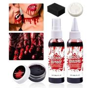 Halloween Fake Blood Makeup Kit,Realistic Red Faux Blood Spray with Cleansing Soap - Washable Halloween Dress Up Accessories for Cosplay Party Role Play Stage Performance Themed Party Photo Prop