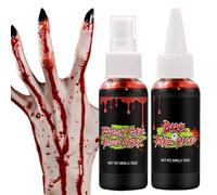 Halloween Fake Blood Makeup Spray - 2X Halloween Liquid Blood - Scary Washable Blood, Realistic Face Paint for Halloween, Makeup, Cosplay, Stage, Horror Film