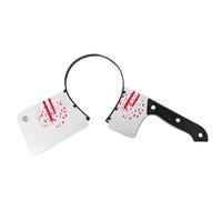 Halloween Fake Knife Headband Halloween Scary Props Headband Costume Accessories for Adults Horror Theme Decorations Plastic Hairband Hair Hoop Headwear Through Head Toys for Spooky Party Cosplay