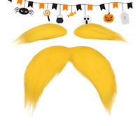 Halloween Fake Mustache Eyebrows - Bright Yellow Costume Props for Adults Kids, Perfect for Cosplay, Christmas, Easter, or Party Dress-Up, Fun Beard Eyebrow Set for Theater, Carnival,