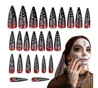 Halloween Fake Nails - Halloween Press On Nails | Scary Artificial Naiils | Nail Gradient Medium Stick For Presenting To Your Wife, Mother, Girlfriend, Or Friend