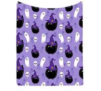 Halloween Fall Blankets Spooky Ghost Goth Throw Blanket Autumn Reversible Knitted Throw Blanket Halloween Graveyard Decorations Personalised Gifts