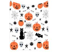 Halloween Fall Blankets Spooky Pumkin Ghost Bat Blanket Soft Flannel Horror Blanket for Couch, Bed Halloween Ghost Decor Birthday Gifts for Women