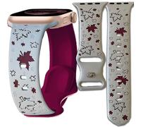 Halloween Fall Christmas Engraved Band Compatible Apple Watch Women 41mm 40mm 44mm 45mm 46mm 42mm 38mm 49mm,Dressy Maple Skull Pumpkin Snowman Soft Silicone Strap for iWatch Series SE 10 9 8 7 6 5 4 3