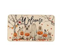 Halloween Fall Door Mat 16 * 24 Inch Ghost Dogs Pumpkin Outdoor Non-Slip Mats for Front Porch Decor Great Gift