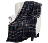 Halloween Fall Fleece Throw Blanket: Velvety Soft Traditional Tartan Plaid Black Orange White for Sofa Chair Bed, Great Gift for Father's Day Christmas, 50" x 60"