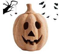 Halloween Fall Terracotta Pumpkin Lantern Ornament | Handmade Terracotta Pumpkin Jack O' Lantern Outdoor Indoor,Halloween Autumn Farmhouse Table Festival Decoration For Home Porch Mantel Room Decor