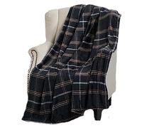 Halloween Fall Throw Blanket Black Orange White Traditional Plaid: Super Soft 100% Polyester Fleece for Sofa Chair Bed