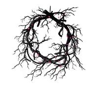 Halloween Fall Wreath with Pumpkins Halloween Dead Branch Garland Decoration Glowing Black Branch Garland Simulation Dead 16" Wreath (A, One Size)