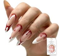 Halloween False Nails, French Tip Fake Nails, Blood Drop Press on Nails, Long Almond Stick on Nails, Various Sizes Full Cover Acrylic Nails, DIY Nail Art for Women