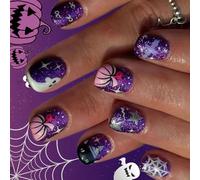 Halloween False Nails Nails Stickers Featuring Ghostly Bat Pumpkin Designs For Costumes Party Beauty Access Purple Halloween Nail Art