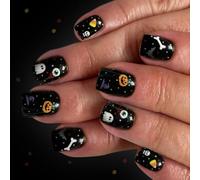 Halloween False Nails Skeleton Skull Theme 24PCS Glittering Festival Fingernail Art Friendly For Party Costume Halloween Costume Accessories